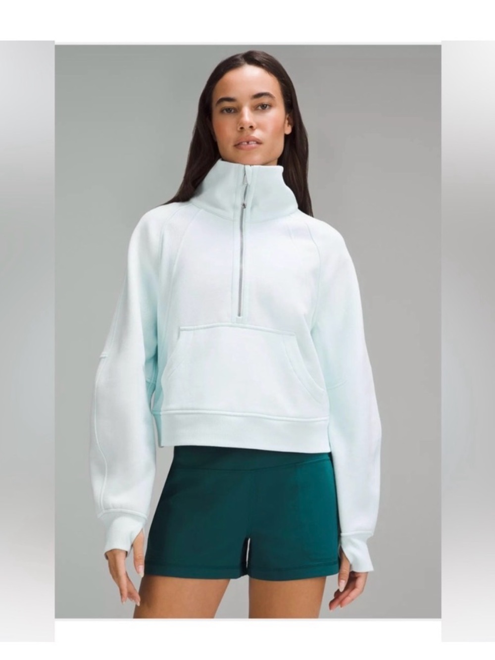 Lululemon Women’s Scuba Oversized Funnel Neck Pullover, Cropped,Mint, Small